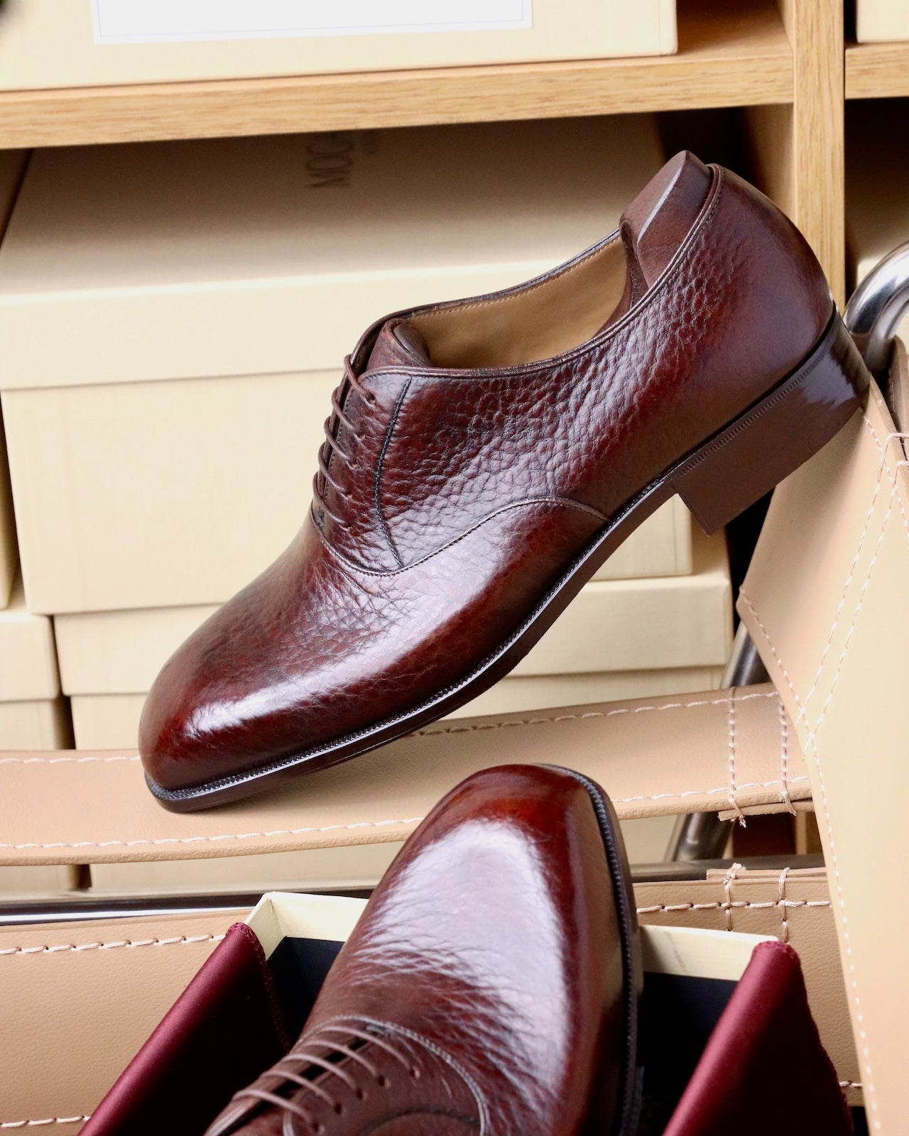 Plain toe Oxford made from Bison leather